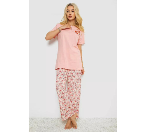 Пижама женская с принтом, цвет персиковый, 243R10363.