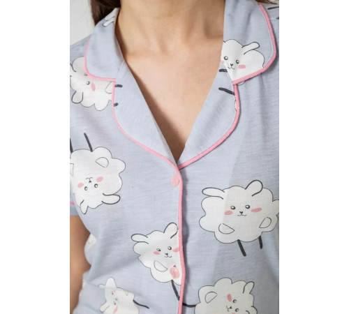 Жіноча піжама з принтом, колір блакитний, 243R7116