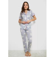 Жіноча піжама з принтом, колір блакитний, 243R7116