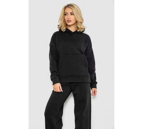 Спортивний костюм жіночий на флісі, колір чорний, 177R056