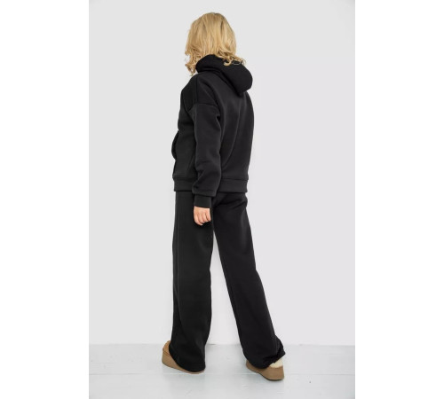 Спортивний костюм жіночий на флісі, колір чорний, 177R056