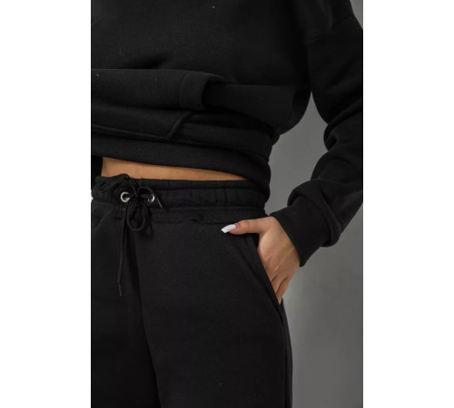 Спортивний костюм жіночий на флісі, колір чорний, 177R056