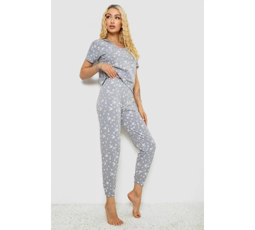 Женская пижама с принтом, цвет серый, 243RK2042