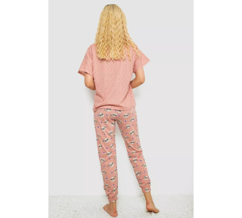 Піжама жіноча з принтом, колір пудровий, 243R15249
