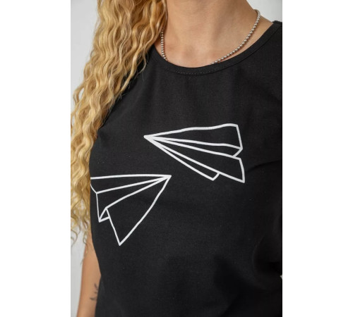 Женская футболка с принтом, цвет черный, 244R2217