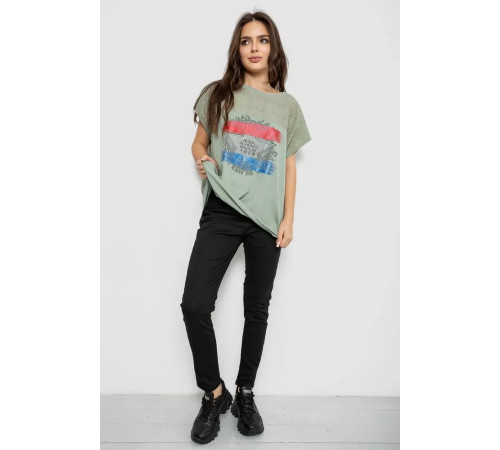 Женская футболка с принтом, цвет оливковый, 244RW532