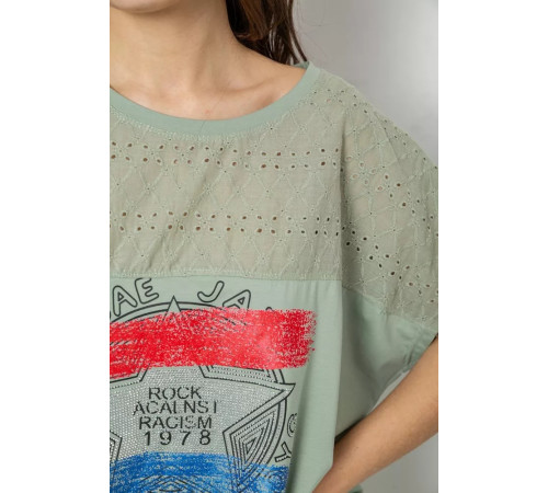Женская футболка с принтом, цвет оливковый, 244RW532