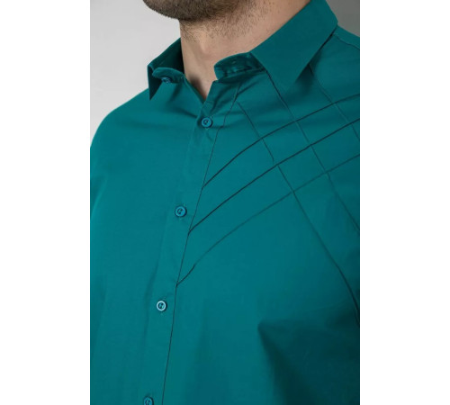 Сорочка чоловіча однотонна, колір зелений, 214R7466-1