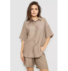 Костюм женский однотонный, цвет темно-бежевый, 119R0038-1.