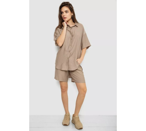 Костюм женский однотонный, цвет темно-бежевый, 119R0038-1.