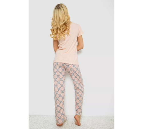 Пижама женская с принтом, цвет персиковый, 243R3454.
