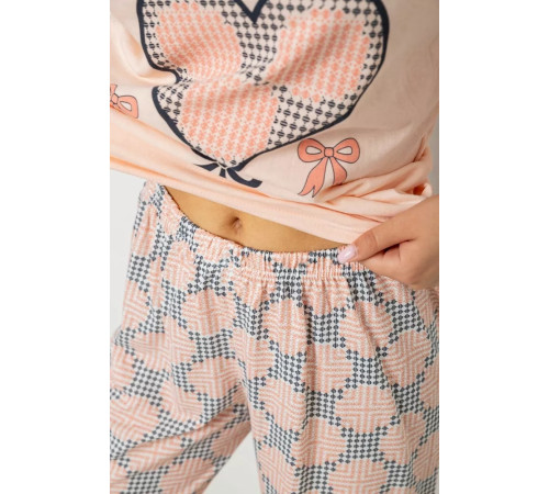 Пижама женская с принтом, цвет персиковый, 243R3454.