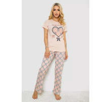 Пижама женская с принтом, цвет персиковый, 243R3454.