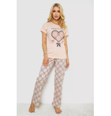 Пижама женская с принтом, цвет персиковый, 243R3454.