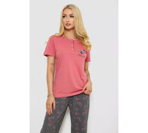 Пижама женская с принтом, цвет розово-серый, 243R9224