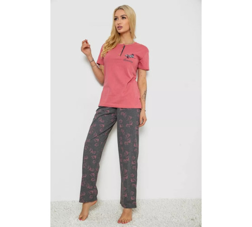 Пижама женская с принтом, цвет розово-серый, 243R9224