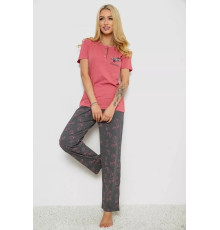 Пижама женская с принтом, цвет розово-серый, 243R9224