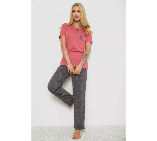 Пижама женская с принтом, цвет розово-серый, 243R9224