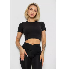 Футболка - топ жіноча в рубчик, колір чорний, 238R58210