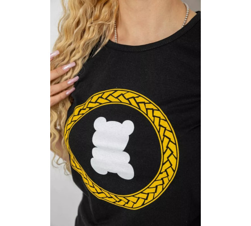 Футболка жіноча з принтом, колір чорний, 244R2216