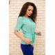 Летняя шифоновая блузка, с короткими рукавами и пояском, цвет Ментоловый, 172R22