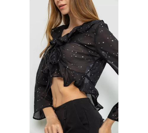 Блуза шифонова, колір чорний, 244R253