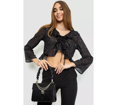 Блуза шифонова, колір чорний, 244R253