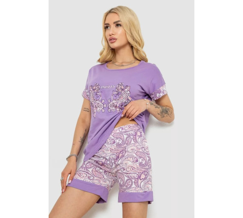 Піжама жіноча з принтом, колір бузковий, 243R3040