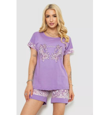 Піжама жіноча з принтом, колір бузковий, 243R3040