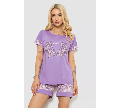 Піжама жіноча з принтом, колір бузковий, 243R3040