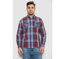 Рубашка мужская в клетку, цвет джинс, 214R0746