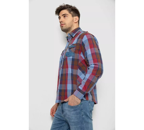 Рубашка мужская в клетку, цвет джинс, 214R0746
