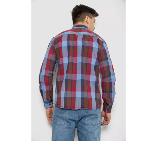 Рубашка мужская в клетку, цвет джинс, 214R0746