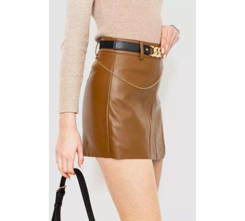 Шорты женские из экокожи 186R52326, цвет Коричневый