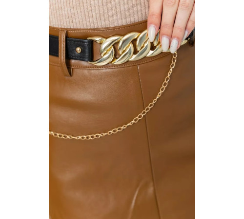 Шорты женские из экокожи 186R52326, цвет Коричневый