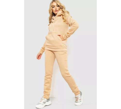 Спорт костюм женский на флисе, цвет светло-бежевый, 102R016-1.