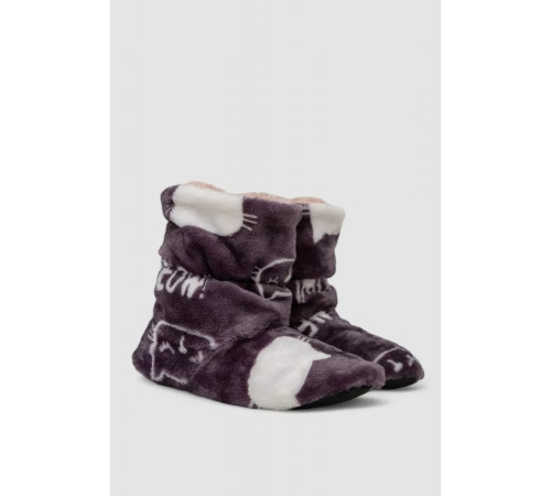 Капці-чобітки плюшеві, колір сіро-білий, 102R1004-1