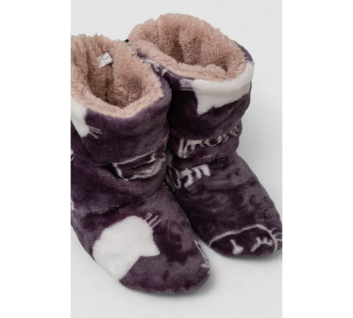 Капці-чобітки плюшеві, колір сіро-білий, 102R1004-1