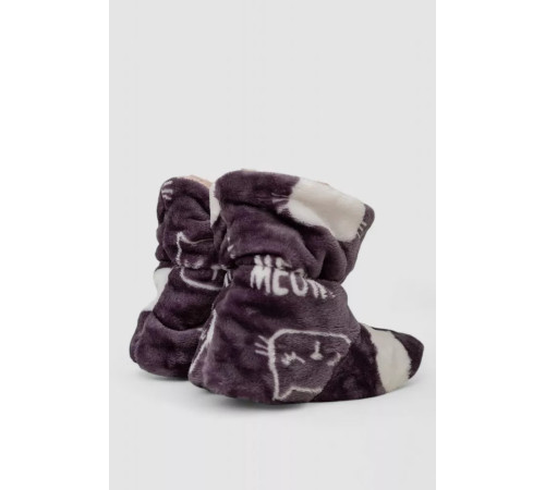 Капці-чобітки плюшеві, колір сіро-білий, 102R1004-1