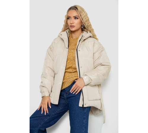 Куртка женская демисезонная с поясом, цвет светло-бежевый, 207R2023.