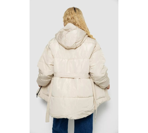Куртка женская демисезонная с поясом, цвет светло-бежевый, 207R2023.