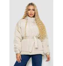 Куртка жіноча демісезонна з поясом, колір світло-бежевий, 207R2023