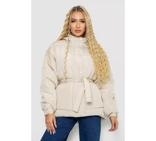 Куртка женская демисезонная с поясом, цвет светло-бежевый, 207R2023.