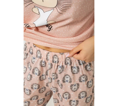 Пижама женская с принтом, цвет пудровый, 243R15468.