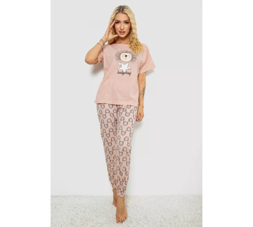 Пижама женская с принтом, цвет пудровый, 243R15468.