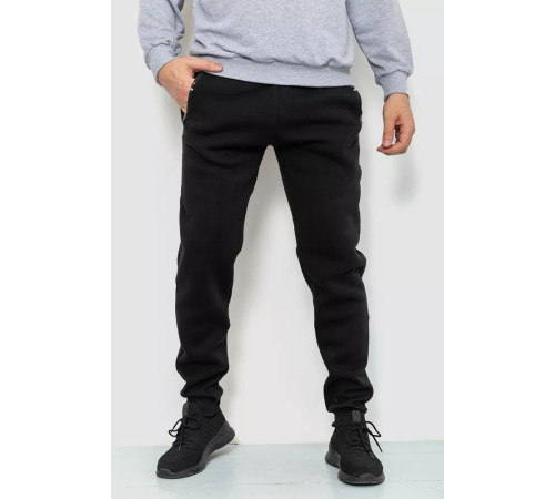 Спорт чоловічі штани на флісі, колір чорний, 244R41269