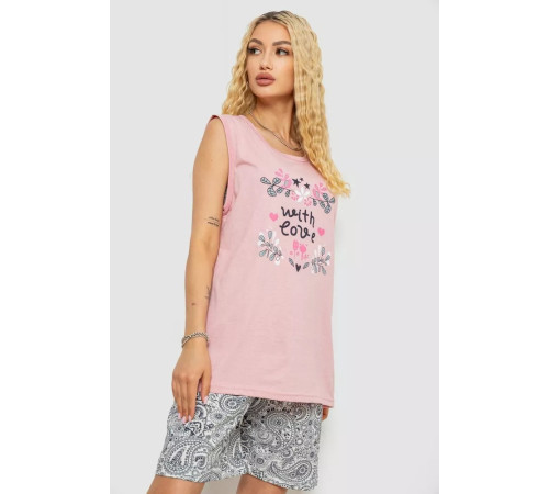 Женская пижама с принтом, цвет пудровый, 243R8484
