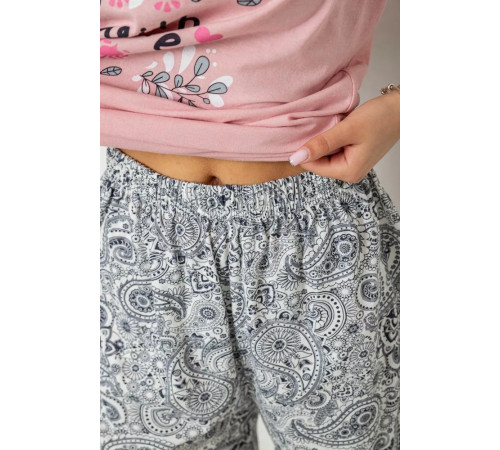 Женская пижама с принтом, цвет пудровый, 243R8484