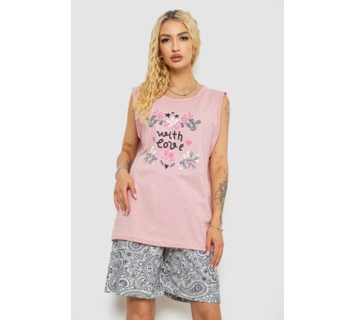 Женская пижама с принтом, цвет пудровый, 243R8484