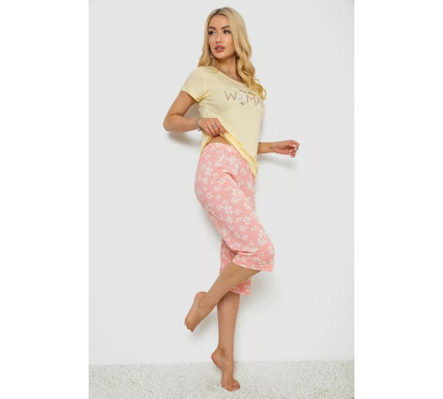 Піжама жіноча з принтом, колір жовтий, 243R7073